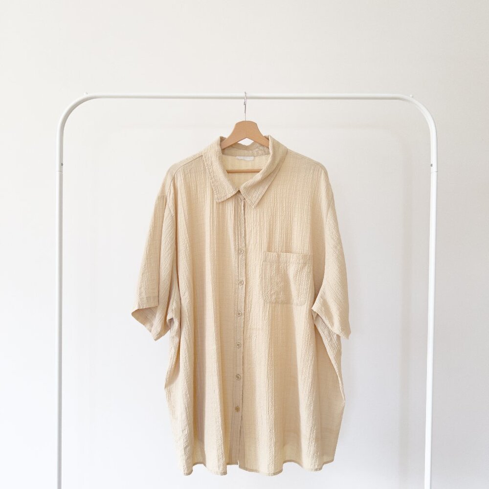 vintage yellow/beige button-down shirt